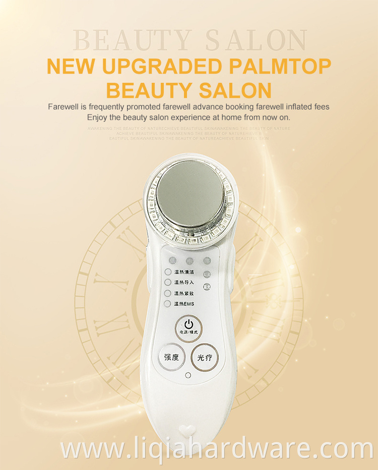 Ionic led photon sonic anti-aging ultrasonic therapy beauty device